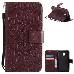Embossing Sunflower Leather Wallet Case for Samsung Galaxy J3 2017 J330 Eurasian - Brown
