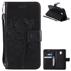 Embossing Butterfly Tree Leather Wallet Case for Samsung Galaxy J3 2017 J330 Eurasian - Black