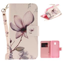 Magnolia Flower Hand Strap Leather Wallet Case for Samsung Galaxy J3 2017 J330 Eurasian