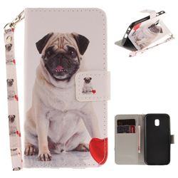 Pug Dog Hand Strap Leather Wallet Case for Samsung Galaxy J3 2017 J330 Eurasian