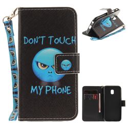 Not Touch My Phone Hand Strap Leather Wallet Case for Samsung Galaxy J3 2017 J330 Eurasian