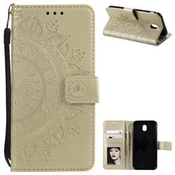 Intricate Embossing Datura Leather Wallet Case for Samsung Galaxy J3 2017 J330 Eurasian - Golden