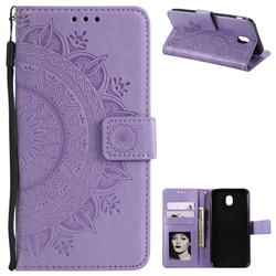 Intricate Embossing Datura Leather Wallet Case for Samsung Galaxy J3 2017 J330 Eurasian - Purple