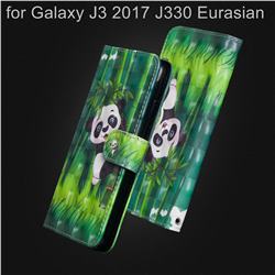Climbing Bamboo Panda 3D Painted Leather Wallet Case for Samsung Galaxy J3 2017 J330 Eurasian