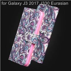 Swirl Flower 3D Painted Leather Wallet Case for Samsung Galaxy J3 2017 J330 Eurasian