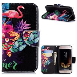 Flowers Flamingos Leather Wallet Case for Samsung Galaxy J3 2017 J330 Eurasian