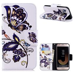 Butterflies and Flowers Leather Wallet Case for Samsung Galaxy J3 2017 J330 Eurasian