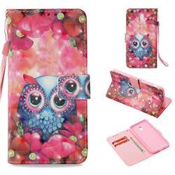 Flower Owl 3D Painted Leather Wallet Case for Samsung Galaxy J3 2017 J330 Eurasian