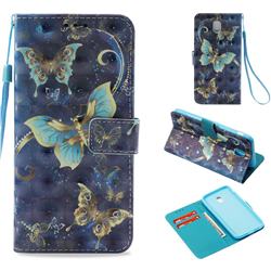 Three Butterflies 3D Painted Leather Wallet Case for Samsung Galaxy J3 2017 J330 Eurasian