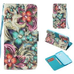 Kaleidoscope Flower 3D Painted Leather Wallet Case for Samsung Galaxy J3 2017 J330 Eurasian