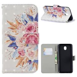 Rose Flowers 3D Painted Leather Phone Wallet Case for Samsung Galaxy J3 2017 J330 Eurasian