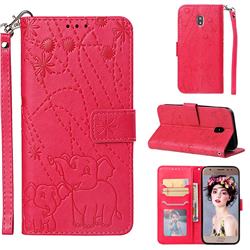 Embossing Fireworks Elephant Leather Wallet Case for Samsung Galaxy J3 2017 J330 Eurasian - Red