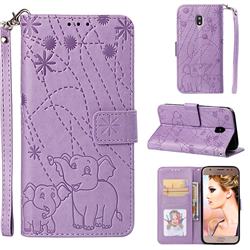 Embossing Fireworks Elephant Leather Wallet Case for Samsung Galaxy J3 2017 J330 Eurasian - Purple