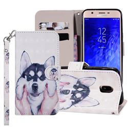 Husky Dog 3D Painted Leather Phone Wallet Case Cover for Samsung Galaxy J3 2017 J330 Eurasian