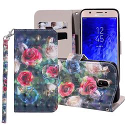 Rose Flower 3D Painted Leather Phone Wallet Case Cover for Samsung Galaxy J3 2017 J330 Eurasian