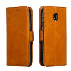 Retro Classic Calf Pattern Leather Wallet Phone Case for Samsung Galaxy J3 2017 J330 Eurasian - Yellow