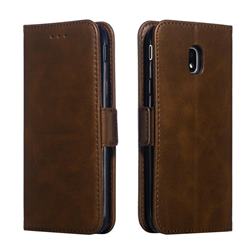 Retro Classic Calf Pattern Leather Wallet Phone Case for Samsung Galaxy J3 2017 J330 Eurasian - Brown