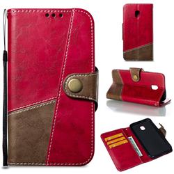 Retro Magnetic Stitching Wallet Flip Cover for Samsung Galaxy J3 2017 J330 Eurasian - Rose Red
