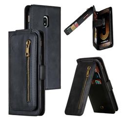 Multifunction 9 Cards Leather Zipper Wallet Phone Case for Samsung Galaxy J3 2017 J330 Eurasian - Black