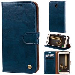 Luxury Retro Oil Wax PU Leather Wallet Phone Case for Samsung Galaxy J3 2017 J330 Eurasian - Sapphire