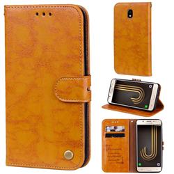 Luxury Retro Oil Wax PU Leather Wallet Phone Case for Samsung Galaxy J3 2017 J330 Eurasian - Orange Yellow