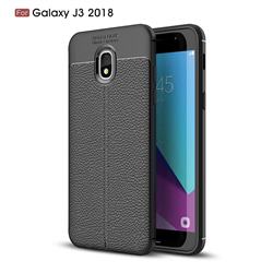 Luxury Auto Focus Litchi Texture Silicone TPU Back Cover for Samsung Galaxy J3 (2018) - Black