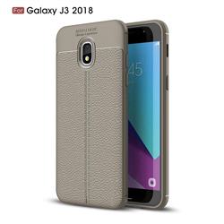 Luxury Auto Focus Litchi Texture Silicone TPU Back Cover for Samsung Galaxy J3 (2018) - Gray