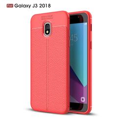 Luxury Auto Focus Litchi Texture Silicone TPU Back Cover for Samsung Galaxy J3 (2018) - Red