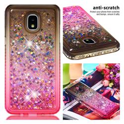Diamond Frame Liquid Glitter Quicksand Sequins Phone Case for Samsung Galaxy J3 (2018) - Gray Pink