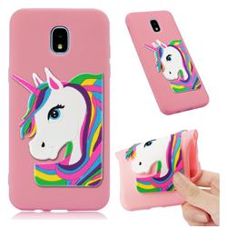 Rainbow Unicorn Soft 3D Silicone Case for Samsung Galaxy J3 (2018) - Pink