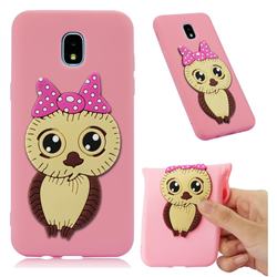 Bowknot Girl Owl Soft 3D Silicone Case for Samsung Galaxy J3 (2018) - Pink
