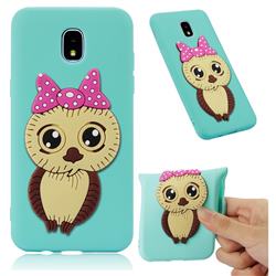 Bowknot Girl Owl Soft 3D Silicone Case for Samsung Galaxy J3 (2018) - Sky Blue