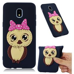 Bowknot Girl Owl Soft 3D Silicone Case for Samsung Galaxy J3 (2018) - Navy