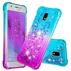 Rainbow Gradient Liquid Glitter Quicksand Sequins Phone Case for Samsung Galaxy J3 (2018) - Blue Purple