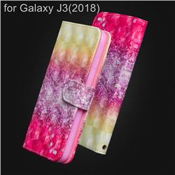 Gradient Rainbow 3D Painted Leather Wallet Case for Samsung Galaxy J3 (2018)