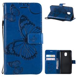 Embossing 3D Butterfly Leather Wallet Case for Samsung Galaxy J3 (2018) - Blue