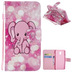 Pink Elephant PU Leather Wallet Case for Samsung Galaxy J3 (2018)