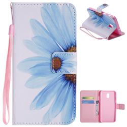 Blue Sunflower PU Leather Wallet Case for Samsung Galaxy J3 (2018)