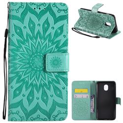 Embossing Sunflower Leather Wallet Case for Samsung Galaxy J3 (2018) - Green