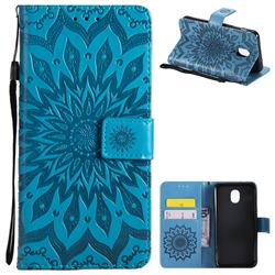 Embossing Sunflower Leather Wallet Case for Samsung Galaxy J3 (2018) - Blue