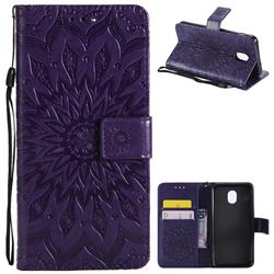 Embossing Sunflower Leather Wallet Case for Samsung Galaxy J3 (2018) - Purple