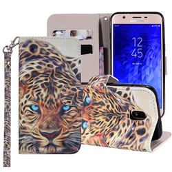 Leopard 3D Painted Leather Phone Wallet Case Cover for Samsung Galaxy J3 (2018)