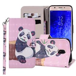 Happy Panda 3D Painted Leather Phone Wallet Case Cover for Samsung Galaxy J3 (2018)