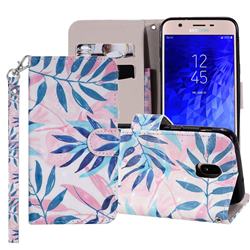 Green Leaf 3D Painted Leather Phone Wallet Case Cover for Samsung Galaxy J3 (2018)