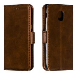 Retro Classic Calf Pattern Leather Wallet Phone Case for Samsung Galaxy J3 (2018) - Brown