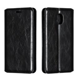 Retro Slim Magnetic Crazy Horse PU Leather Wallet Case for Samsung Galaxy J3 (2018) - Black