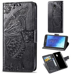 Embossing Mandala Flower Butterfly Leather Wallet Case for Samsung Galaxy J3 (2018) - Black