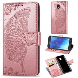 Embossing Mandala Flower Butterfly Leather Wallet Case for Samsung Galaxy J3 (2018) - Rose Gold