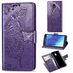 Embossing Mandala Flower Butterfly Leather Wallet Case for Samsung Galaxy J3 (2018) - Dark Purple
