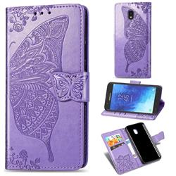 Embossing Mandala Flower Butterfly Leather Wallet Case for Samsung Galaxy J3 (2018) - Light Purple